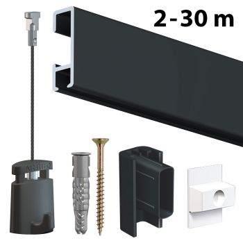 Galerieschienen-Set Weiß – 50 M Komplettset Mit Schienen, Haken, Seilen & Zubehör, Für Bilderaufhängung Ohne Bohren, Max. 25 Kg/m