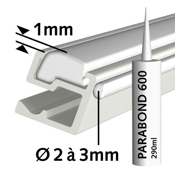 Artiteq - Kleber-Set Contour Rail 600 weiß, Kartusche 290 ml