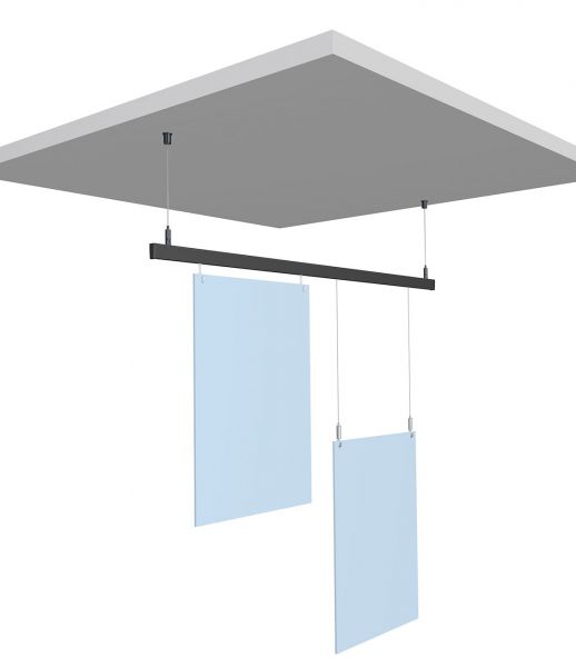 Spuckschutz Basis-Set mit Schiene für massive Decken, frei hängend