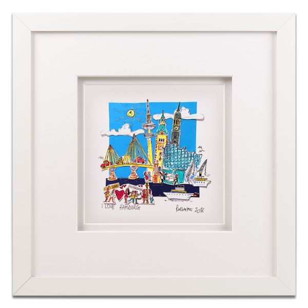Paolo Randazzo - Hamburg mit Bilderrahmen, 40 x 40 cm