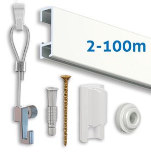 Art & More Galerieschienen-Set – 6 Meter Silber, Inkl. Seile, Haken & Easy-Clips, Flexibles Bilderaufhängesystem