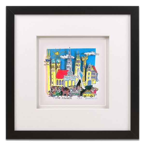 Paolo Randazzo - München mit Bilderrahmen, 40 x 40 cm