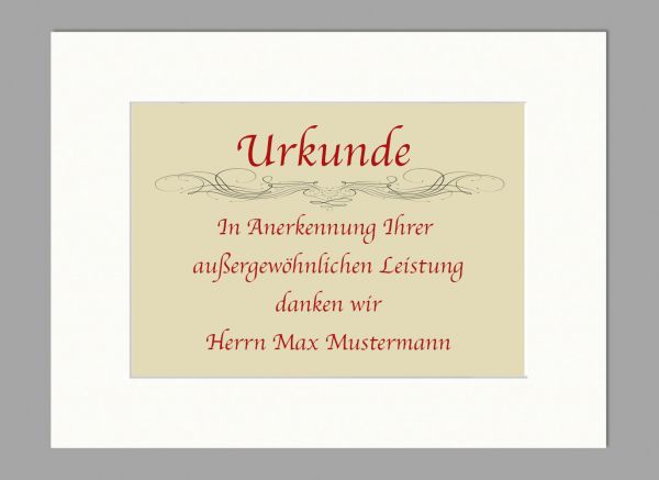 Urkunden-Passepartout Weiß-Natur, 4 mm Stärke, 30x40 cm für Bildgröße DIN A4